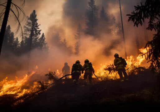A group of firefighters fighting a fire
